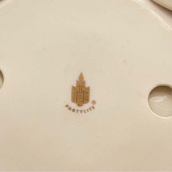 Partylite Tea for Two Votive Candle Teapot Teacup Saucer Set Ivory Gold 6 Pieces - Picture 11 of 14